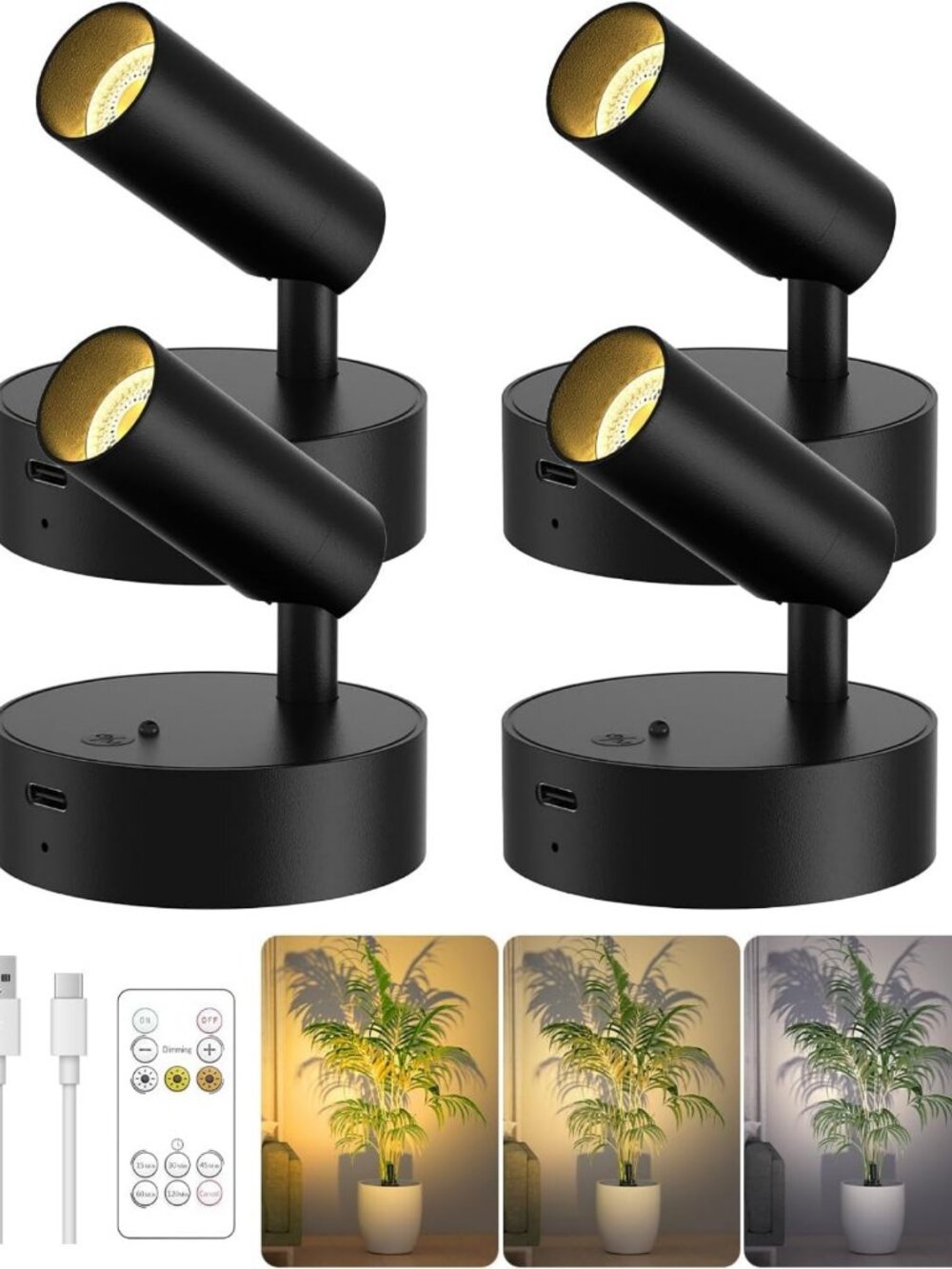 Rechargeable Wireless Indoor Plant Light with Remote - 3000mAh, Adjustable